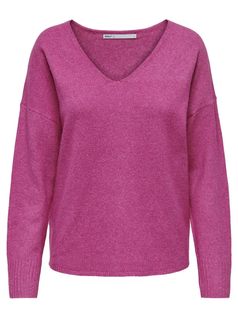 ONLRICA L/S V-NECK PULLO KNT NOOS raspberry rose
