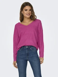 ONLRICA L/S V-NECK PULLO KNT NOOS raspberry rose