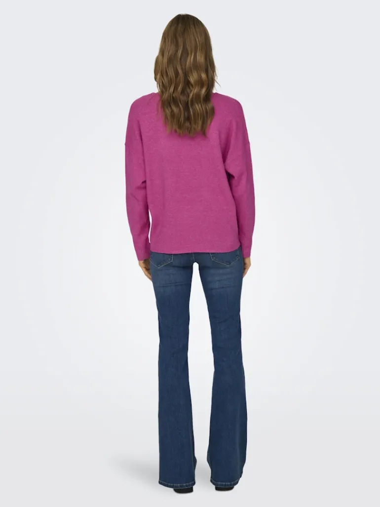 ONLRICA L/S V-NECK PULLO KNT NOOS raspberry rose