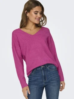 ONLRICA L/S V-NECK PULLO KNT NOOS raspberry rose