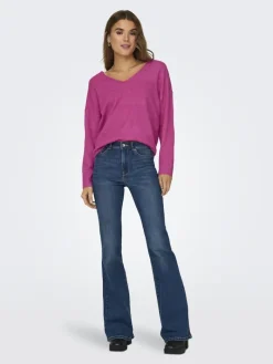 ONLRICA L/S V-NECK PULLO KNT NOOS raspberry rose