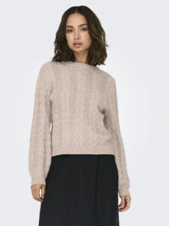 ONLRUBINA LIFE LS CABLE O-NECK KNT NOOS mocha meringue