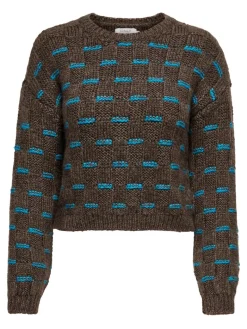 ONLRUBY L/S STRUCTURE PULLOVER BF KNT hot fudge