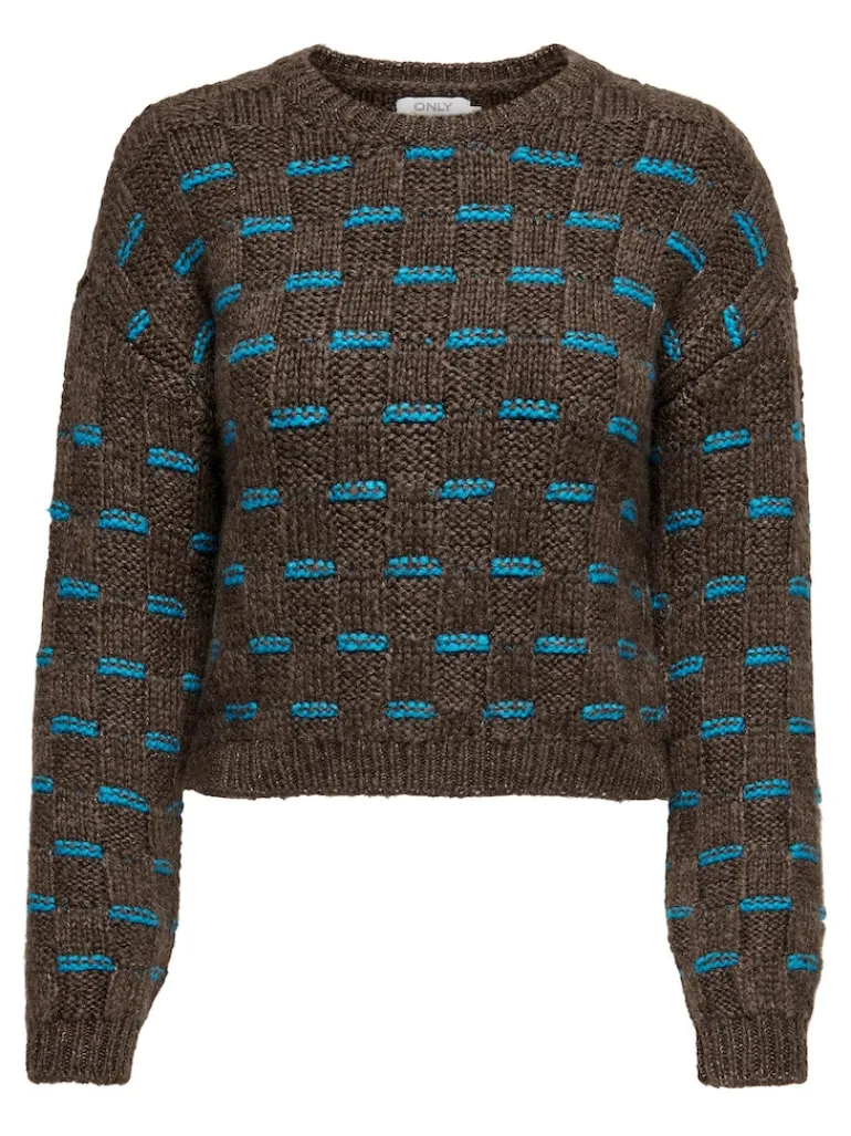 ONLRUBY L/S STRUCTURE PULLOVER BF KNT hot fudge