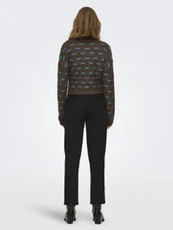 ONLRUBY L/S STRUCTURE PULLOVER BF KNT hot fudge