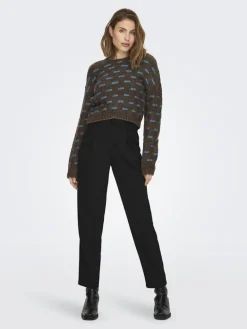 ONLRUBY L/S STRUCTURE PULLOVER BF KNT hot fudge