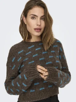 ONLRUBY L/S STRUCTURE PULLOVER BF KNT hot fudge