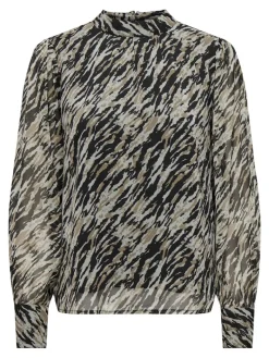 ONLSABBIE LIFE L/S HIGHNECK TOP WVN CS aqua gray