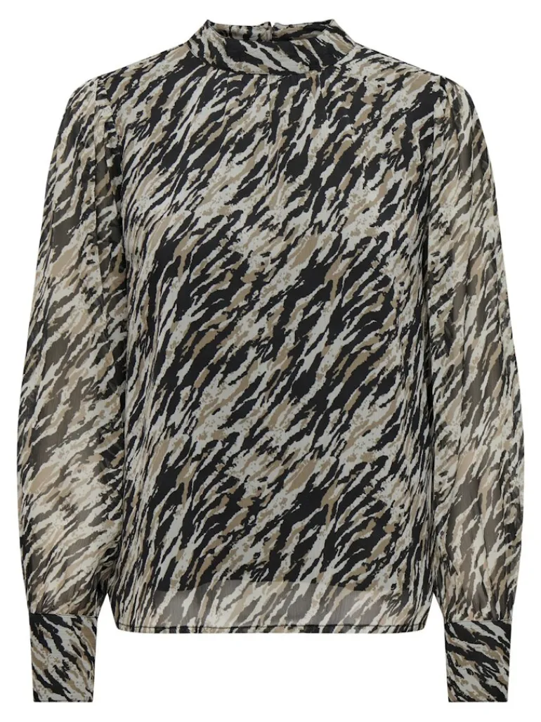 ONLSABBIE LIFE L/S HIGHNECK TOP WVN CS aqua gray