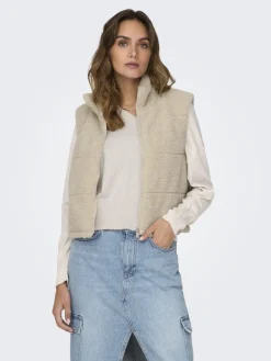 ONLSANDRA LIFETEDDY WAISTCOAT ZIP CS OTW pumice stone