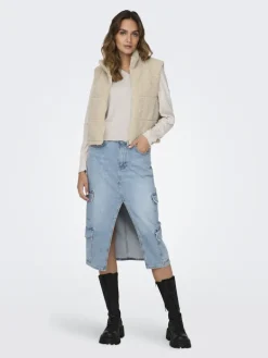 ONLSANDRA LIFETEDDY WAISTCOAT ZIP CS OTW pumice stone