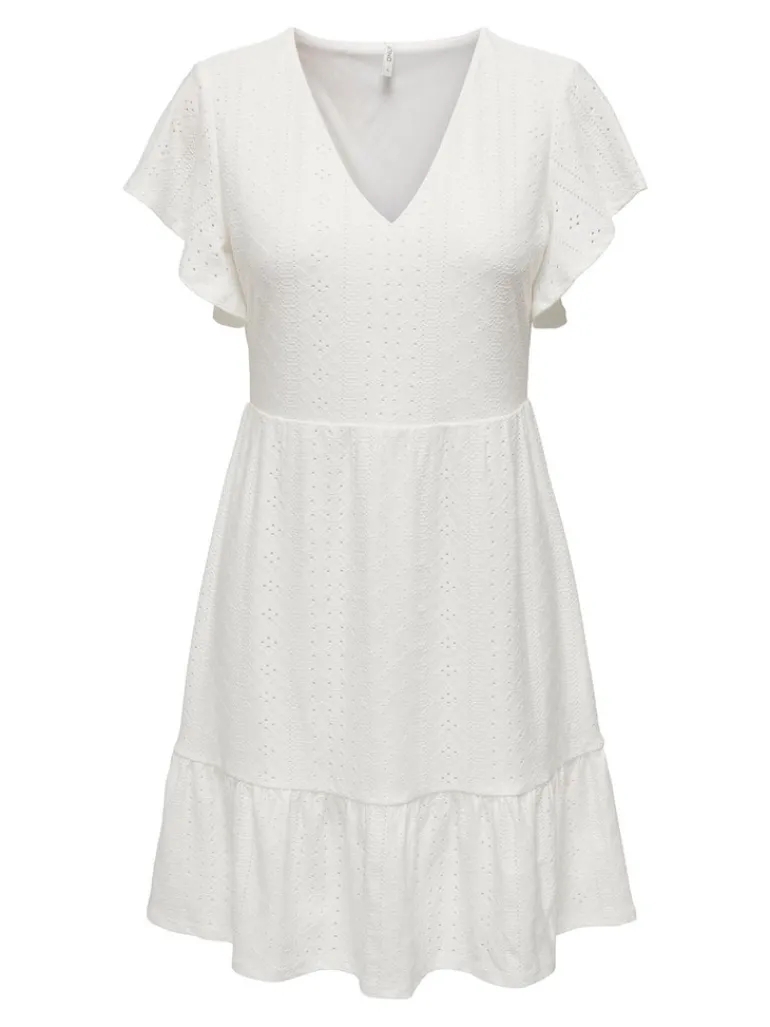 ONLSANDRA S/S V-NECK DRESS JRS NOOS cloud dancer