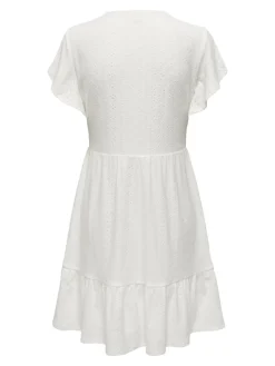 ONLSANDRA S/S V-NECK DRESS JRS NOOS cloud dancer