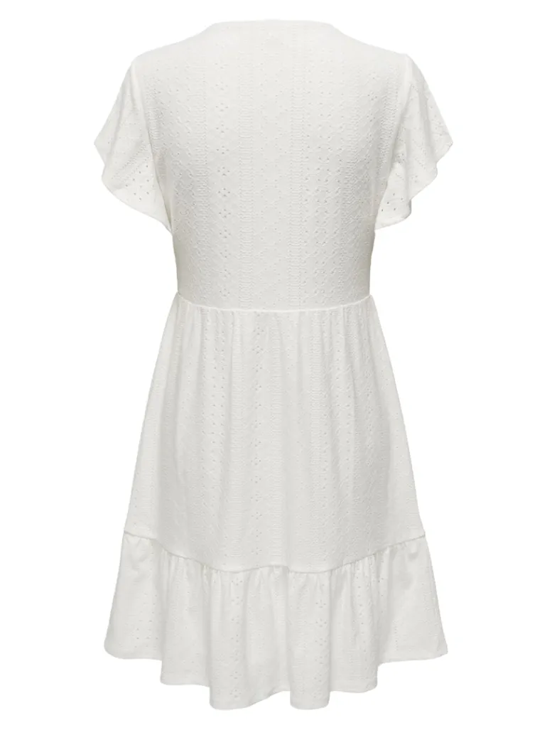 ONLSANDRA S/S V-NECK DRESS JRS NOOS cloud dancer