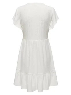 ONLSANDRA S/S V-NECK DRESS JRS NOOS cloud dancer