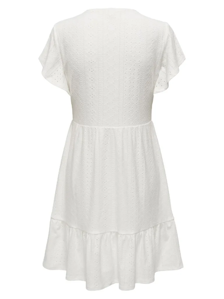 ONLSANDRA S/S V-NECK DRESS JRS NOOS cloud dancer