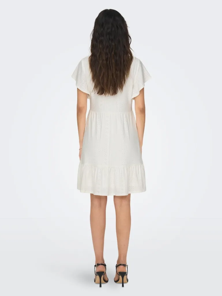 ONLSANDRA S/S V-NECK DRESS JRS NOOS cloud dancer