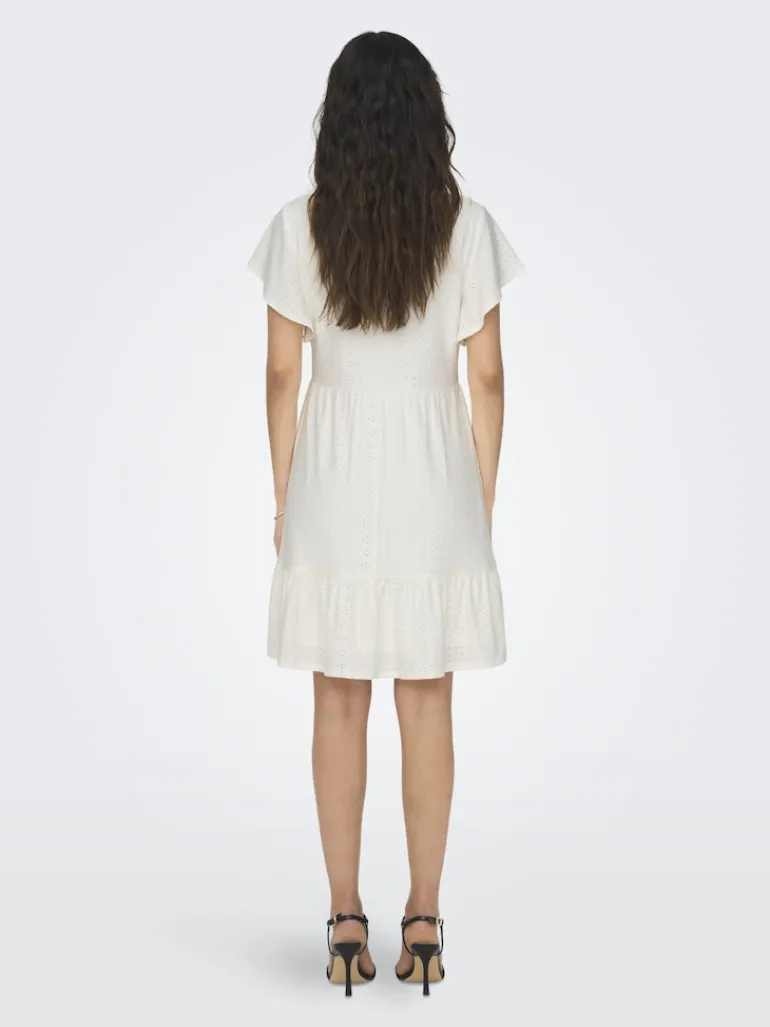 ONLSANDRA S/S V-NECK DRESS JRS NOOS cloud dancer