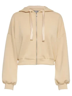 ONLSCARLETT L/S SATEEN MIX ZIP HOOD SWT irish cream