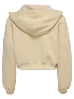 ONLSCARLETT L/S SATEEN MIX ZIP HOOD SWT irish cream