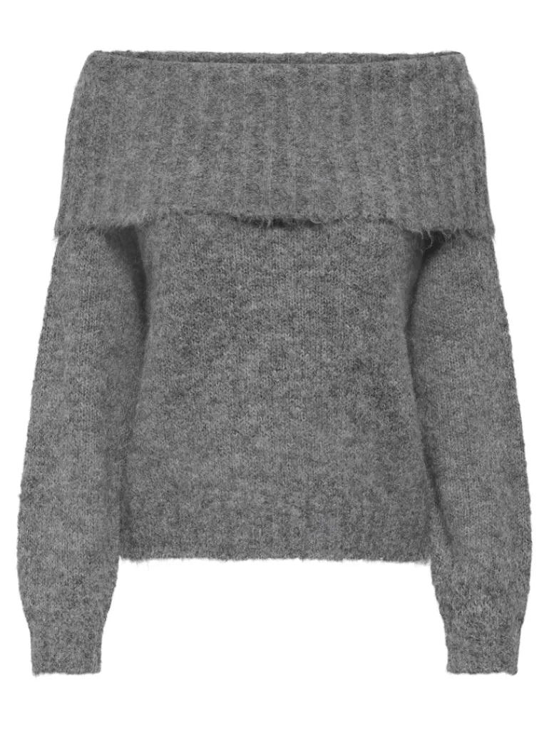 ONLSHINE LS OFF SHOULDER CC KNT medium grey melange
