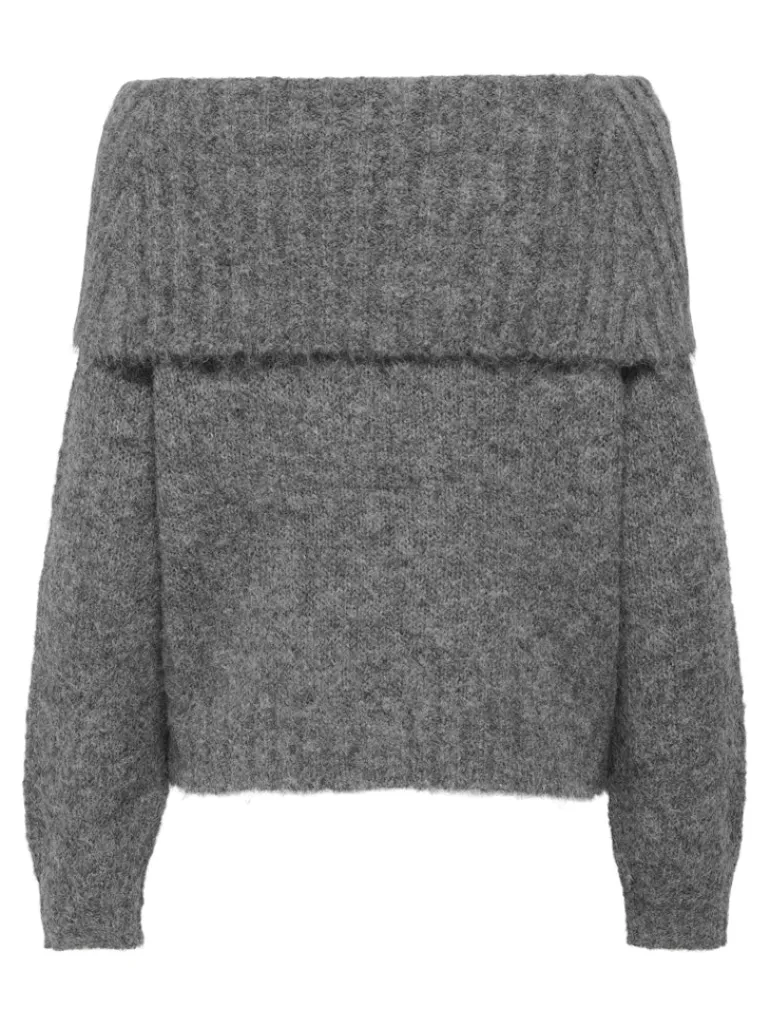 ONLSHINE LS OFF SHOULDER CC KNT medium grey melange
