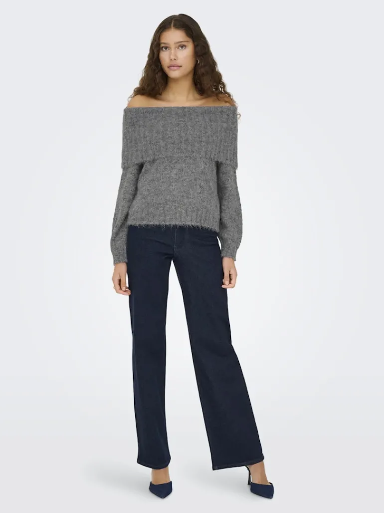 ONLSHINE LS OFF SHOULDER CC KNT medium grey melange