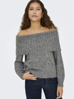 ONLSHINE LS OFF SHOULDER CC KNT medium grey melange