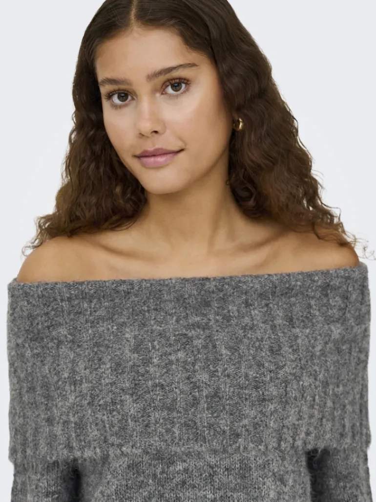 ONLSHINE LS OFF SHOULDER CC KNT medium grey melange