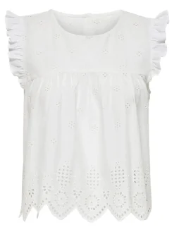 ONLSILLA LIFE S/L FRILL TOP WVN NOOS cloud dancer