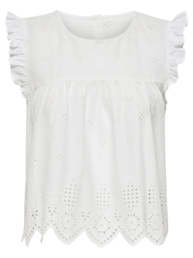 ONLSILLA LIFE S/L FRILL TOP WVN NOOS cloud dancer