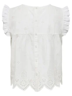 ONLSILLA LIFE S/L FRILL TOP WVN NOOS cloud dancer