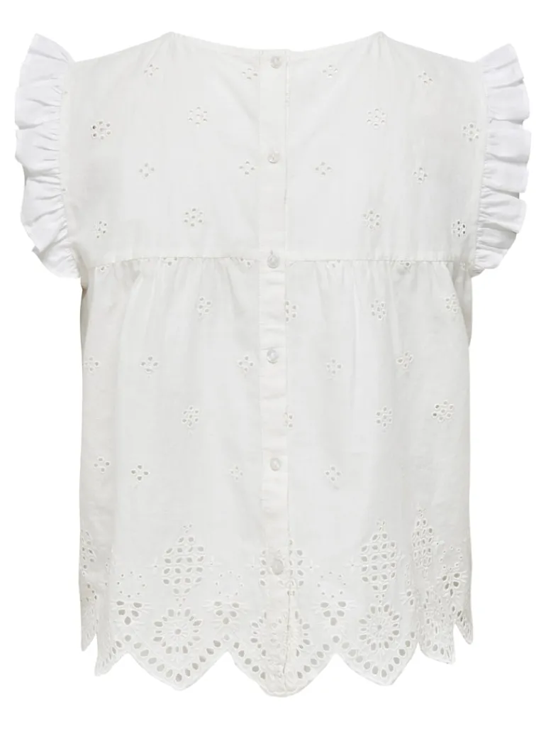 ONLSILLA LIFE S/L FRILL TOP WVN NOOS cloud dancer