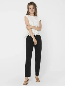 ONLSILLA LIFE S/L FRILL TOP WVN NOOS cloud dancer
