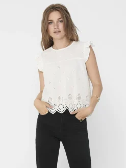 ONLSILLA LIFE S/L FRILL TOP WVN NOOS cloud dancer