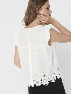 ONLSILLA LIFE S/L FRILL TOP WVN NOOS cloud dancer