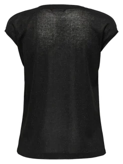 ONLSILVERY S/S V NECK LUREX TOP JRS NOOS black1