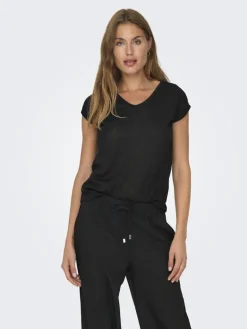 ONLSILVERY S/S V NECK LUREX TOP JRS NOOS black1