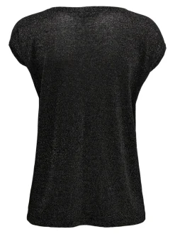 ONLSILVERY S/S V NECK LUREX TOP JRS NOOS black1