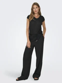 ONLSILVERY S/S V NECK LUREX TOP JRS NOOS black1