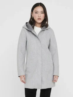 ONLSIRI BONDED HOOD COAT CC OTW light grey melange