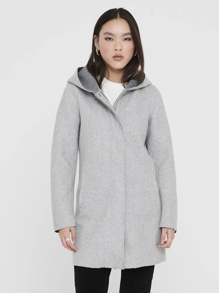 ONLSIRI BONDED HOOD COAT CC OTW light grey melange