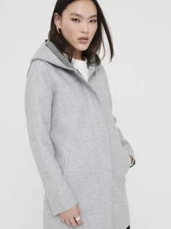 ONLSIRI BONDED HOOD COAT CC OTW light grey melange