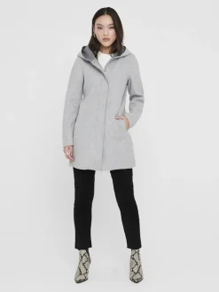 ONLSIRI BONDED HOOD COAT CC OTW light grey melange