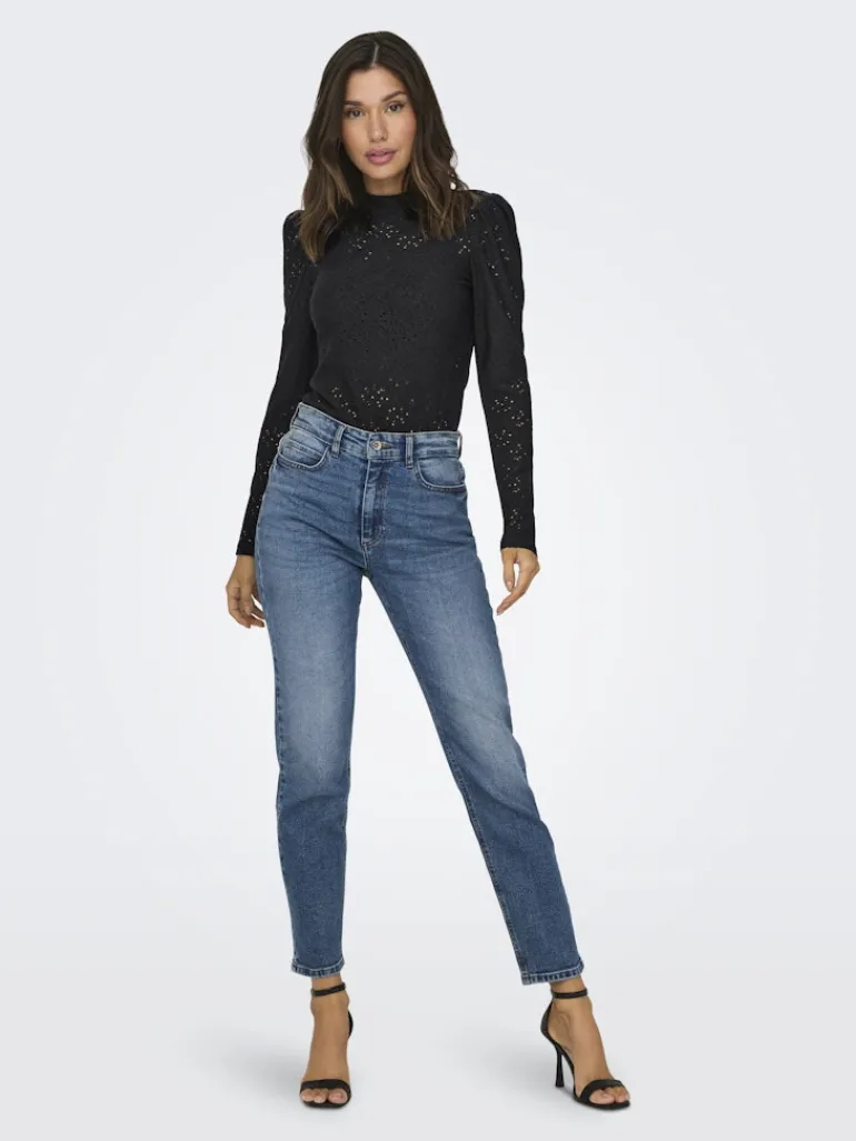 ONLSMILLA LIFE L/S PUFF TOP JRS black