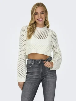 ONLSMILLA SHORT PULLOVER L/S KNT NOOS marshmallow