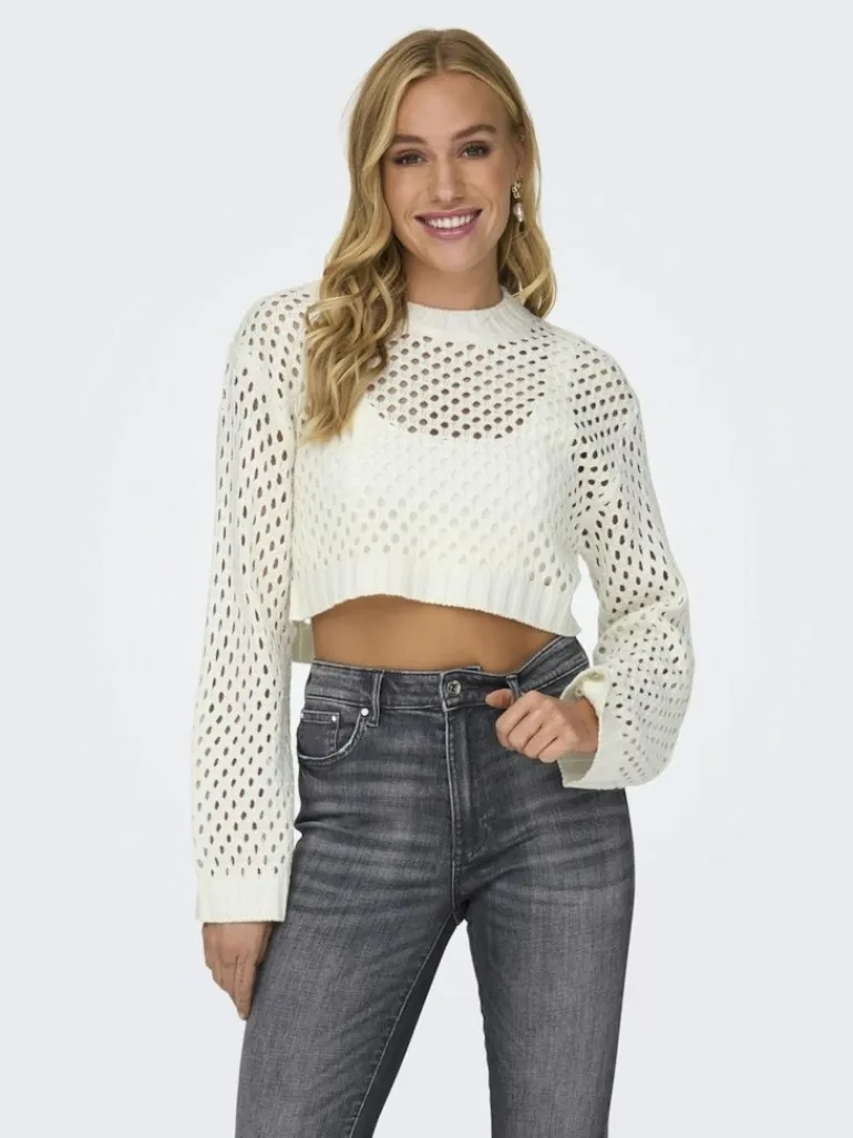 ONLSMILLA SHORT PULLOVER L/S KNT NOOS marshmallow