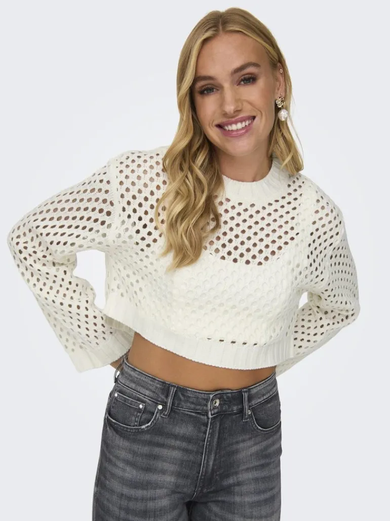 ONLSMILLA SHORT PULLOVER L/S KNT NOOS marshmallow