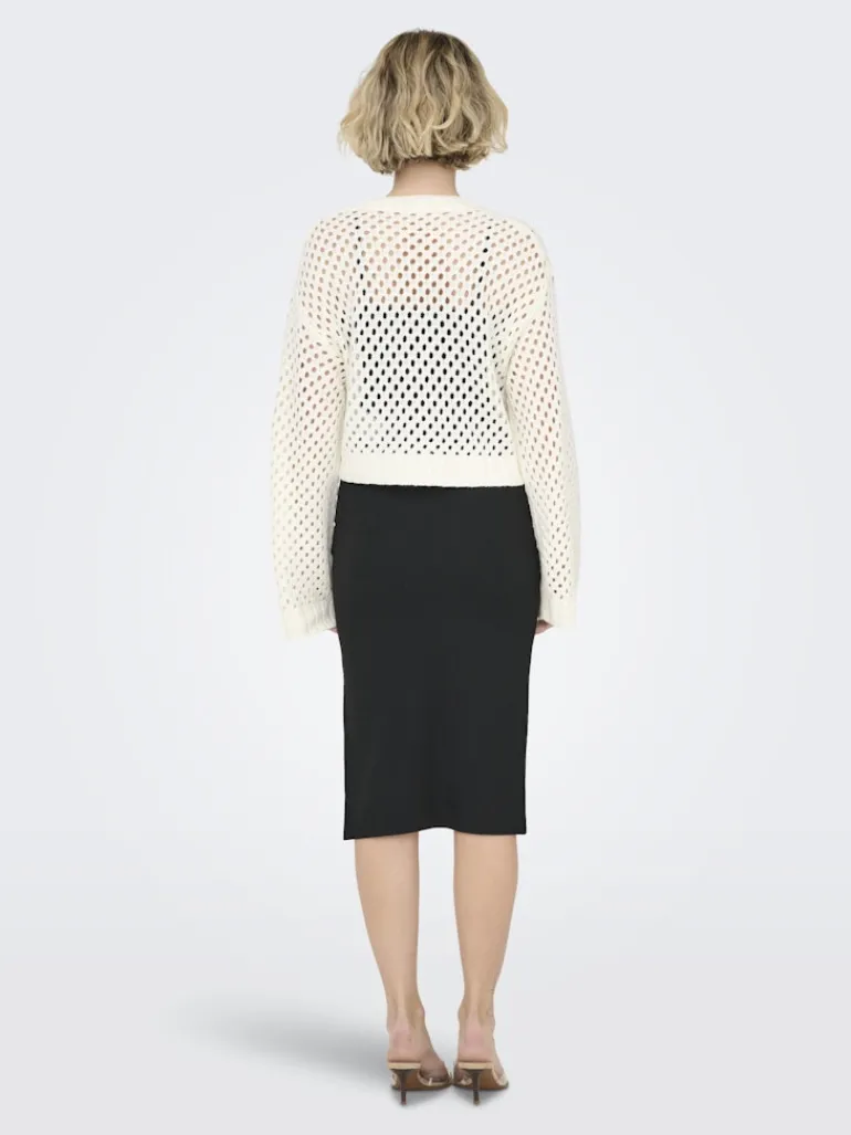 ONLSMILLA SHORT PULLOVER L/S KNT NOOS marshmallow