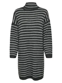 ONLTALIO LS STRIPE ROLLNECK DRESS BF KNT dark grey melange
